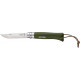 couteau opinel baroudeur n°8 lien cuir kaki inox