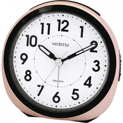 Réveil quartz Rose Doré, trotteuse silencieuse VEDETTE