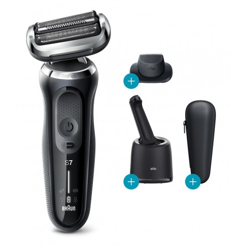Rasoir rechargeable BRAUN 70-N7200CC Séries 7 W&D, Noir, tête flexible 360°, tondeuse précision Rasoir rechargeable BRAUN 70-N7200CC Séries 7 W&D, Noir, tête flexible 360°, tondeuse précision