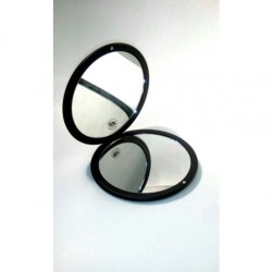 Miroir grossissant, X10, de sac, voyage, miroir maquillage, de rasage, noir, rond, diamètre 10.5cm