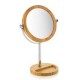 Miroir grossissant, X5,sur pied Bamboo, miroir maquillage, de rasage diamètre 17 cm