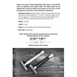 Rasoir de Sureté réglable, rasoir de securité PARKER, rasoir ouverture totale VARGR
