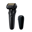 Rasoir électrique PANASONIC  ES-LS6A, rechargeable, 6 lames, Wet & Dry, tête multiflex, noir, puissant moteur linéaire