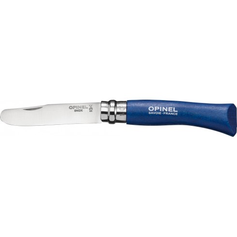 Couteau mon 1er opinel lame arrondie naturel manche bleu