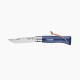 Couteau OPINEL Baroudeur N°8 lien cuir, Bleu foncé, inox