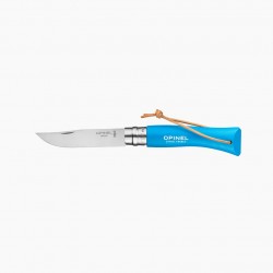 Couteau OPINEL Baroudeur N°7 lien cuir, Cyan, inox