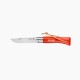 Couteau OPINEL Baroudeur N°7 lien cuir, Orange, inox