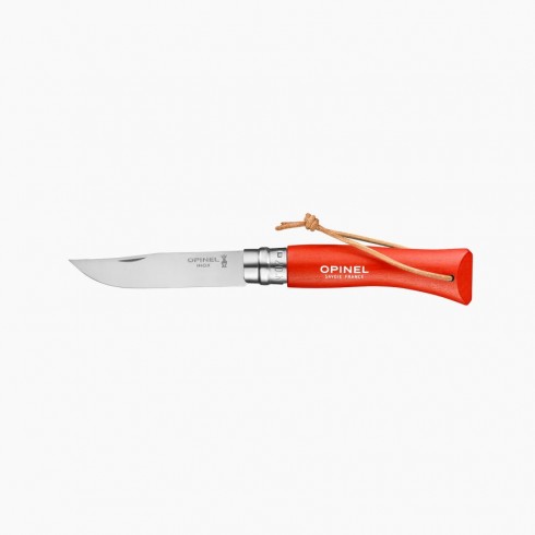 Couteau OPINEL Baroudeur N°7 lien cuir, Orange, inox