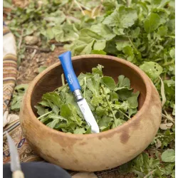 Couteau mon 1er opinel lame arrondie naturel manche bleu