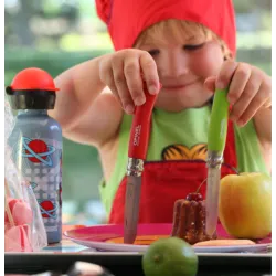 Couteau mon 1er opinel lame arrondie naturel manche rouge