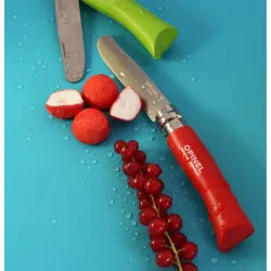 Couteau mon 1er opinel lame arrondie naturel manche rouge