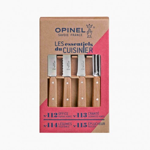 Coffret les Essentiels n°112,113, 114, 115 Hêtre vernis naturel OPINEL