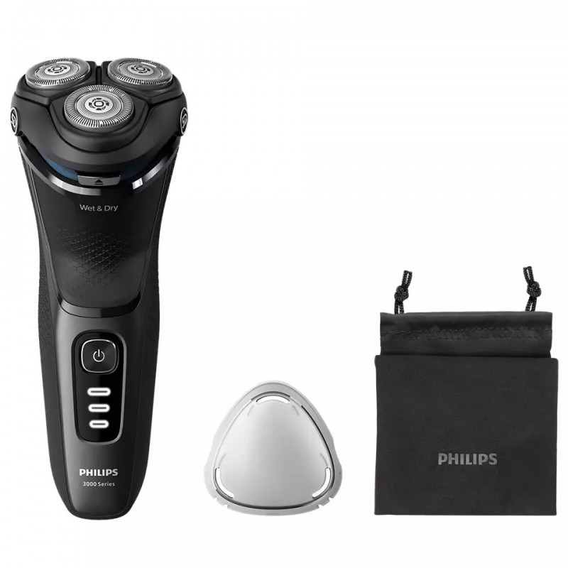 Rasoir électrique PHILIPS S3244/12 Séries 3000 rechargeable Wet&Dry système  Close Cut, tondeuse, housse - Le comptoir du Barbier