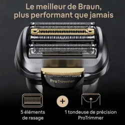 Rasoir électrique Braun 9560CC série 9 PRO+, Wet & Dry, métal noble, station de lavage, smartcare, étui voyage