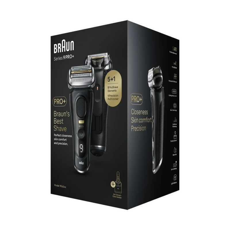 Rasoir électrique Braun 9560CC série 9 PRO+, Wet & Dry, noir mat, station  de lavage, smartcare, étui voyage - Le comptoir du Barbier