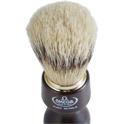 Blaireau de rasage Omega, soie naturelle, manche bois d'ovangkol