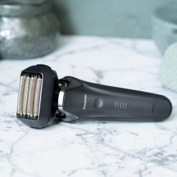 Rasoir électrique PANASONIC  ES-LS9A, rechargeable, 6 lames, noir, puissant moteur linéaire, Wet & Dry + station de nettoyage