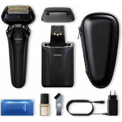 Rasoir électrique PANASONIC  ES-LS9A, rechargeable, 6 lames, noir, puissant moteur linéaire, Wet & Dry + station de nettoyage