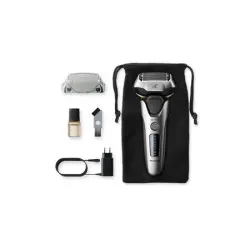 Rasoir électrique Panasonic Es-LV69, rechargeable, gris, Wet &Dry, 5 lames, moteur linéaire, détecteur densité de barbe