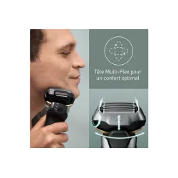 Rasoir électrique Panasonic Es-LV69, rechargeable, gris, Wet &Dry, 5 lames, moteur linéaire, détecteur densité de barbe