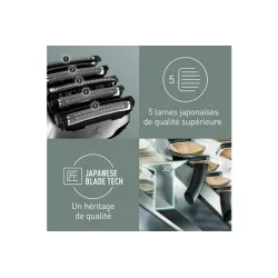 Rasoir électrique Panasonic Es-LV69, rechargeable, gris, Wet &Dry, 5 lames, moteur linéaire, détecteur densité de barbe