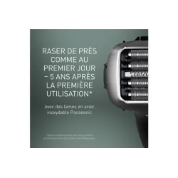 Rasoir électrique Panasonic Es-LV69, rechargeable, gris, Wet &Dry, 5 lames, moteur linéaire, détecteur densité de barbe