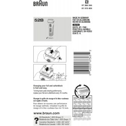 tete de rasoir braun, combipack, grille de rasoir et couteau pour rasoir électrique serie 5 5020 / 5030 / 5040S 52B