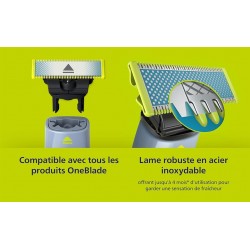 Tete PHILIPS OneBlade anti-friction QP225/50,  Lames de remplacement pour tondeuse OneBlade, pack de 2