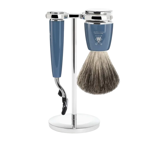 Ensemble de rasage Gillette Mach3 MÜHLE RYTMO 3 pièces blaireau résine pétrole pur poil noir