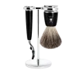 nsemble de rasage Gillette Mach3 MÜHLE RYTMO 3 pièces blaireau résine noire pur poil noir
