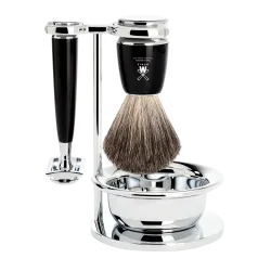 Ensemble rasage sécurité MÜHLE RYTMO 4 p bol, blaireau noir poil noir