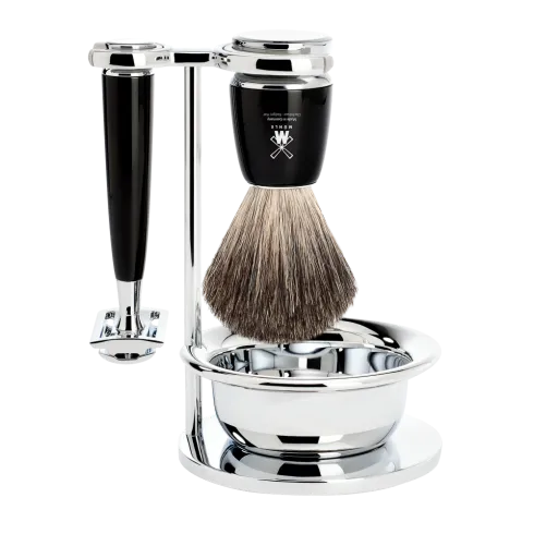 Ensemble rasage sécurité MÜHLE RYTMO 4 p bol, blaireau noir poil noir