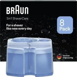 Braun CCR8 Clean & Renew Pack de 8 cartouches liquide nettoyant pour bloc chargeur nettoyeur de rasoir électrique Braun