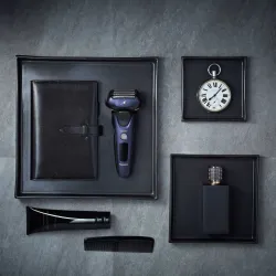 Rasoir électrique Panasonic Es-LV67, rechargeable, gris, Wet &Dry, 5 lames, moteur linéaire, détecteur densité de barbe