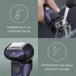 Rasoir électrique Panasonic Es-LV67, rechargeable, gris, Wet &Dry, 5 lames, moteur linéaire, détecteur densité de barbe