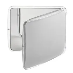 Miroir de voyage carré, gris métal, grossissement  X 10, dimension  10X10