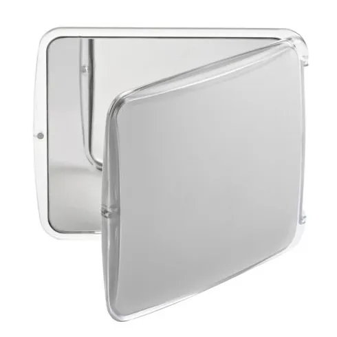 Miroir de voyage carré, gris métal, grossissement  X 10, dimension  10X10