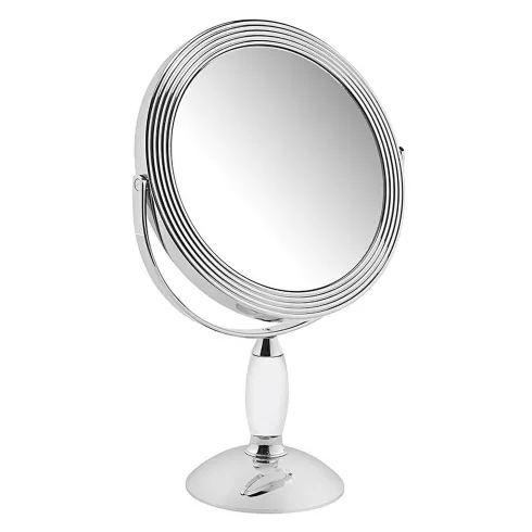 Miroir sur pied chromé, grossissement X 10, diamètre 20.3 cm