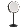 Miroir sur Pied Lumineux LED, noir Mat, grossissement X 10, diamètre 17.5 cm