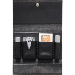 Rasoir de sureté de voyage, rasoir de sécurité MERKUR 46C dévissable en 3, dans sa trousse cuir