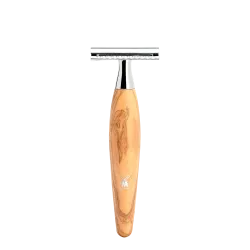 Ensemble de rasage sécurité 3 pièces Mühle KOSMO bois d'olivier blaireau Pur gris