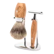 Ensemble de rasage sécurité 3 pièces Mühle KOSMO bois d'olivier blaireau Pur gris