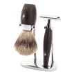 Ensemble de rasage sécurité 3 pièces Mühle KOSMO bois de Chêne fossilisé Pur gris
