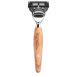 Ensemble de rasage Gillette Fusion 3 pièces Mühle KOSMO bois d'olivier blaireau Pur gris