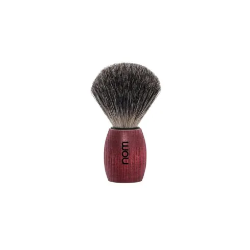 Blaireau collection "Ole" à brosse en pur poil noir, monture en bois de frêne teinté rouge