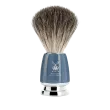 Blaireau Muhle collection Rytmo, brosse en pur poil noir, manche en résine bleu pétrole