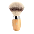 Blaireau Muhle collection Kosmo, brosse en fibre synthétique argentée, monture en olivier