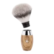 Blaireau Muhle collection Kosmo, brosse en fibre synthétique argentée, monture en olivier