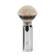 Blaireau de Voyage Muhle, à manche dévissable-étui chromé , brosse en fibre synthétique argentée
