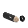 Blaireau de Voyage Muhle, à manche dévissable-étui aluminium anodisé noir, brosse en fibre synthétique argentée